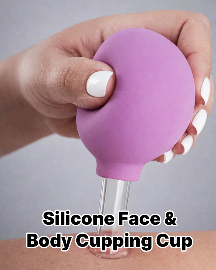 BYLUT 3-in-1 Ice Globes & Glass Facial Cupping Set, 2 Ice Globes for Face + 4-Size Facial Cupping Set for Face Lifting  & Body Suction Cups, Facial Ice Roller for Depuffing, Heat & Cold Therapy-Purple