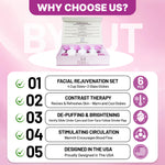 BYLUT 3-in-1 Ice Globes & Glass Facial Cupping Set, 2 Ice Globes for Face + 4-Size Facial Cupping Set for Face Lifting  & Body Suction Cups, Facial Ice Roller for Depuffing, Heat & Cold Therapy-Purple